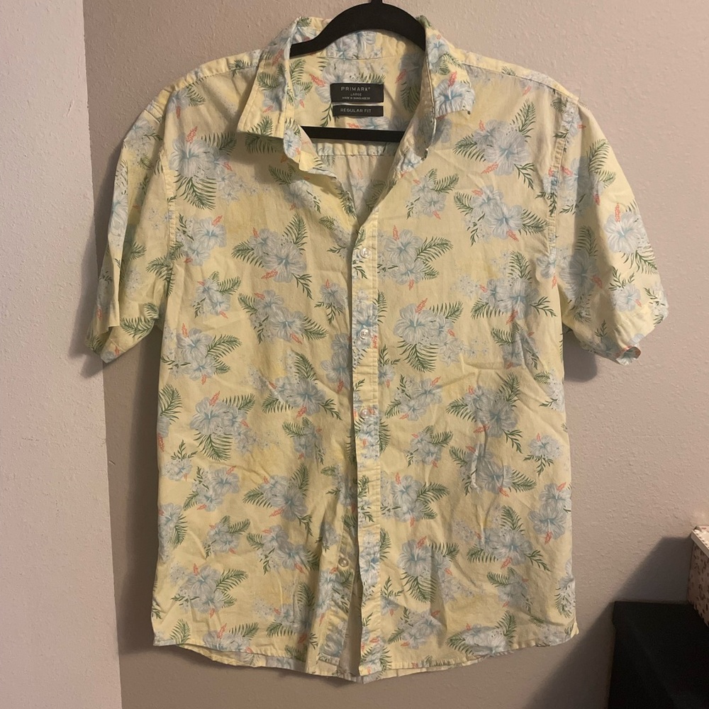 Primark Yellow Tropical Print Casual Shirt